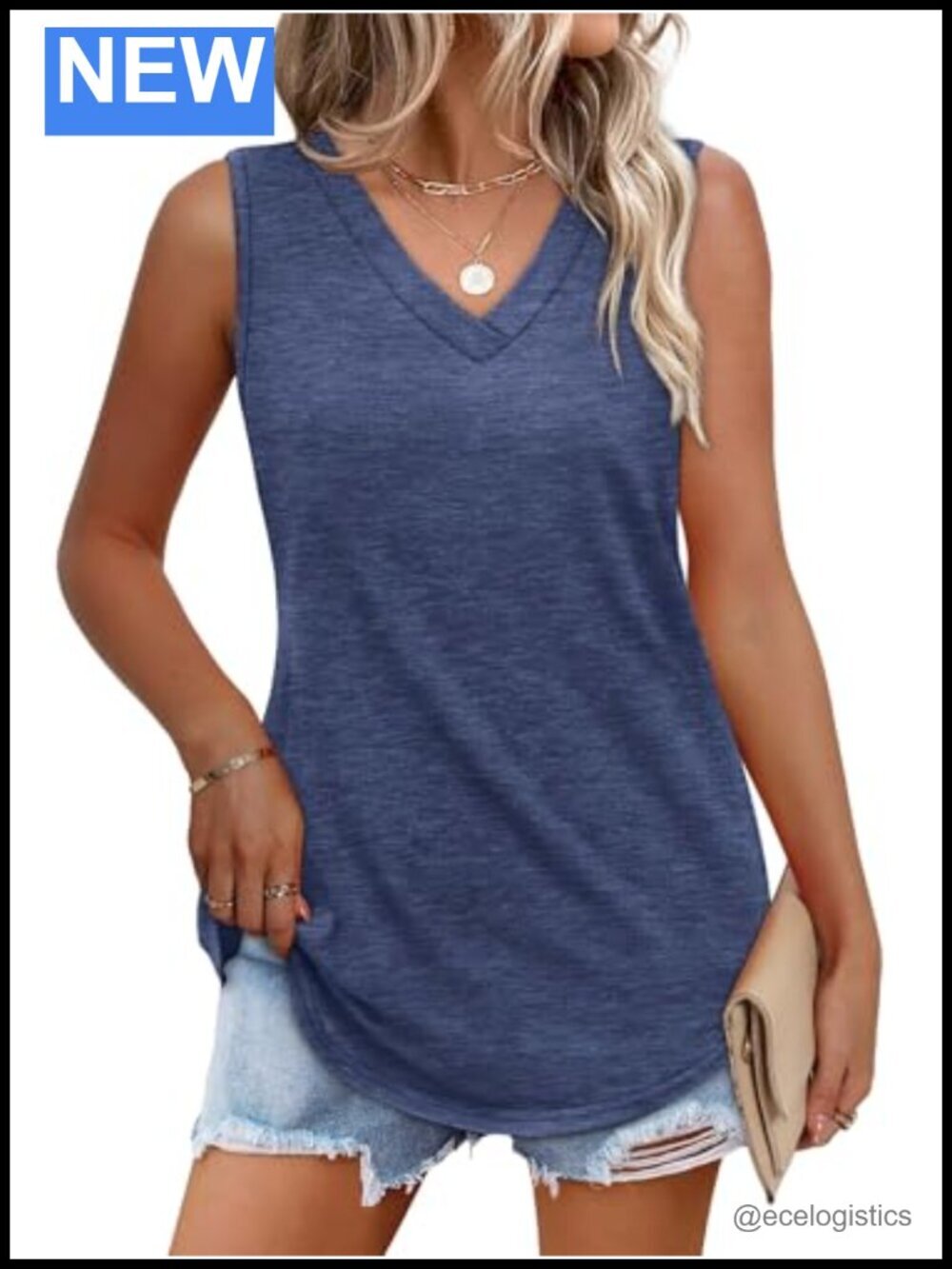 Loose Fit V Neck Flowy Sleeveless Tank Top